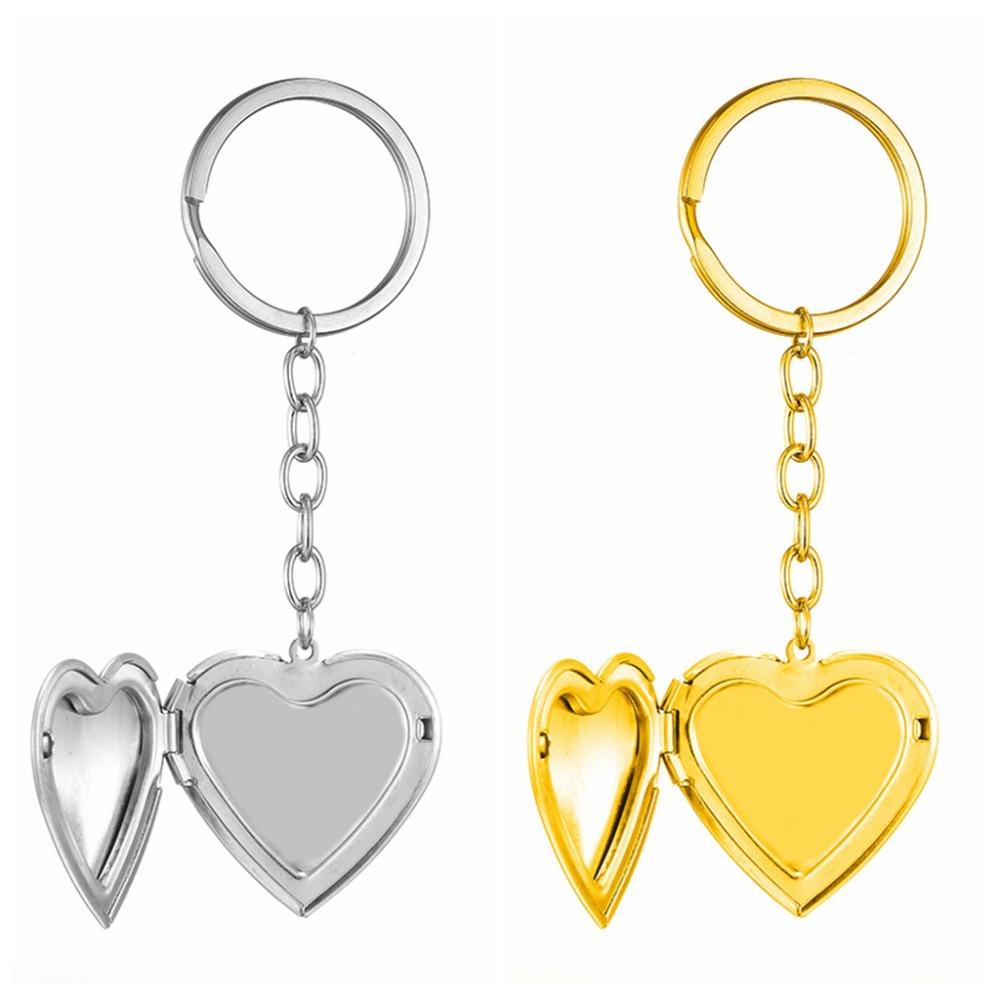 2Pcs Bag Hanging Photo Hold Keyring DIY Stainless Steel Keychain Funny Heart Album Keychain  Gifts