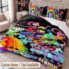 Custom Name Text 3Pcs Bedding Set Poppy Playtime Duvet Cover And Two Pillowcases