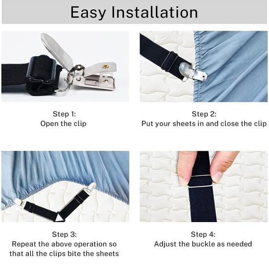 Держатель простыни, регулируемая резинка, прочный треугольный дизайн, простая установка, плотно прилегающий зажим для простыни