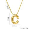 Stainless Steel Gold Color Chunky Alphabet Balloon Bubble Initial Letter Pendant Necklace for Women Charm Necklace Jewelry Gift