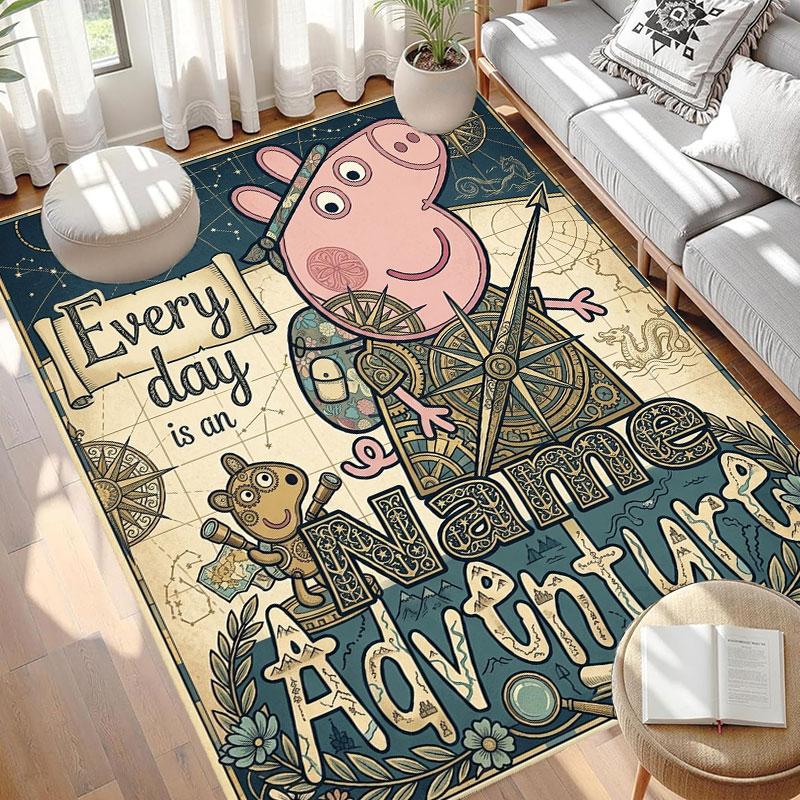 Custom Name Personalized Peppa Pig Print Carpet, Versatile Home Decor Rug, for Playroom, Apartment, Balcony, Entryway, Hallway Gift