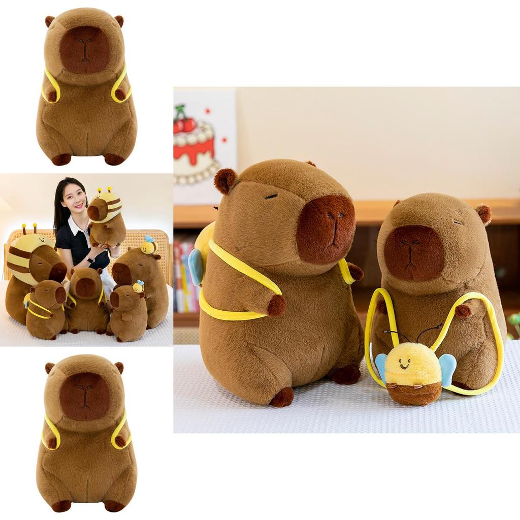 Capybara Animal Plush Toy Cushion With Bee Backpack For Kids Gift