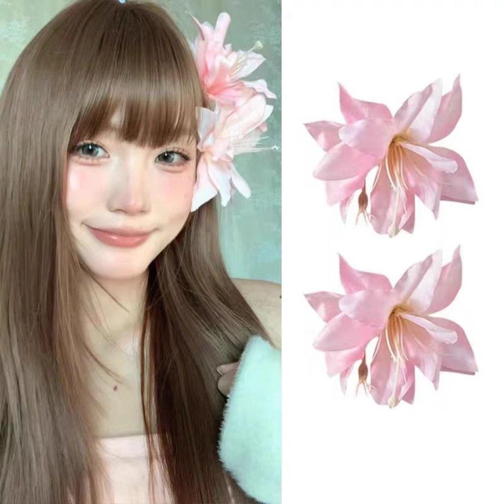 Sweet Lily Flower Hair Clip Side Clip Styling Headwear Elegent Duckbill Clip Women