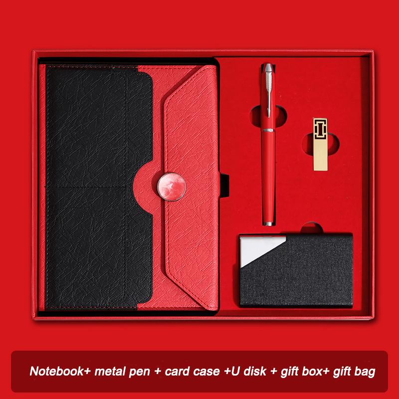 Gift Box with Ustick and Pen Round Magnetic Button Fancy Notebook for Business and Office