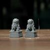 2Pcs Traditional Craft Awakening Lion Statue Sandstone Feng Shui Figurine  Landscape Decoration