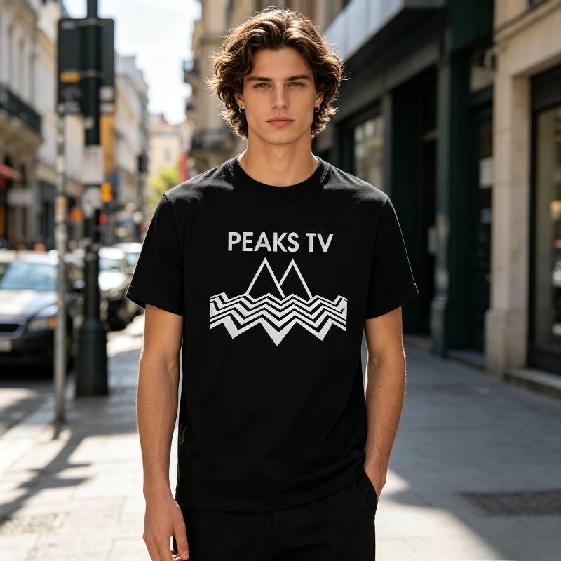 Retro Twin Peaks Print T-Shirt 90s Cult TV Show Fan Gift Casual O-Neck Short Sleeve Tee Shirt for Men and Women Street Style