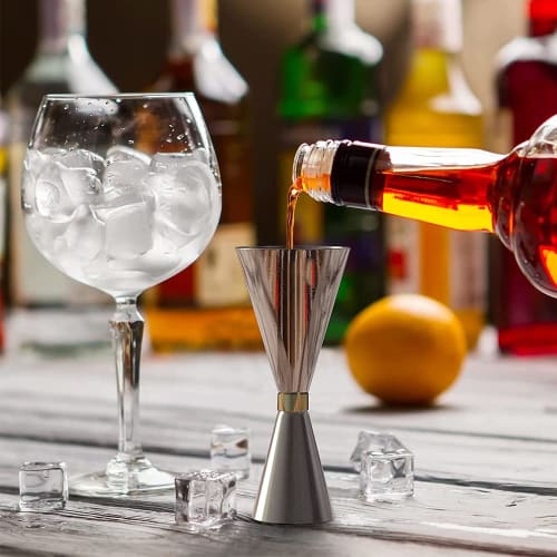 DFsucces Stainless Steel Double-Head Jigger Cup with Graduated Measuring Cups for Cocktails, 30ml/45ml oz Measure, Professional Bartending Tool