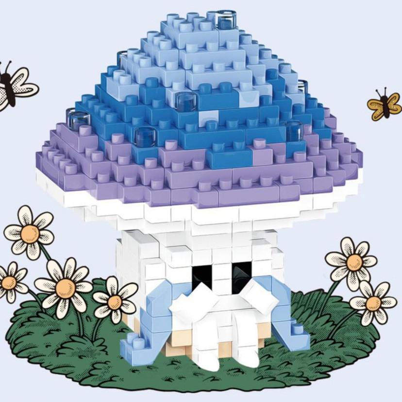 Mushroom Building Blocks Set With Abs Plastic For Kids Diy Creative Play Gift