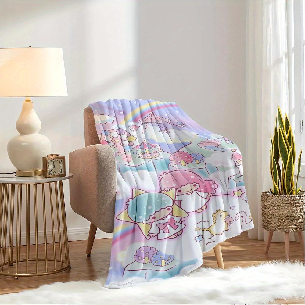 1pc Flannel Little Twin Stars, Fantasy Land, Pastel ColorsThrow Blanket, Cartoon Truck Pattern Printed Blanket, Warm Cozy Soft Blanket For C