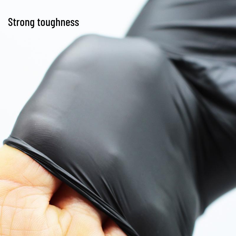 Одноразовые перчатки Vise Black из модифицированного ПВХ с покрытием из НБР - Прочные, Утолщенная защита для пищевой промышленности, индустрии красоты и татуировки