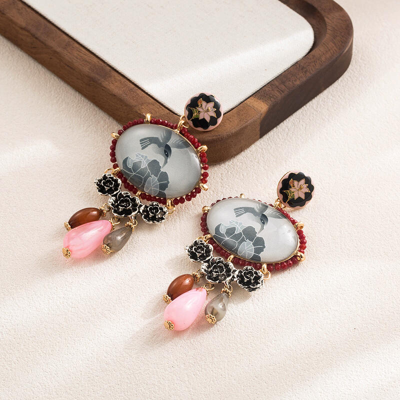 Luxury Design Art Style Geometric Resin Earrings for Women Ladies Vintage Classic Exaggerated Pendant Earrings Jewelry Wholesale