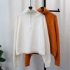 Semi-zipper Knitted Sweater Top Autumn and Winter New Solid Color Loose and Thin Casual Versatile Sweater Pullover Woman