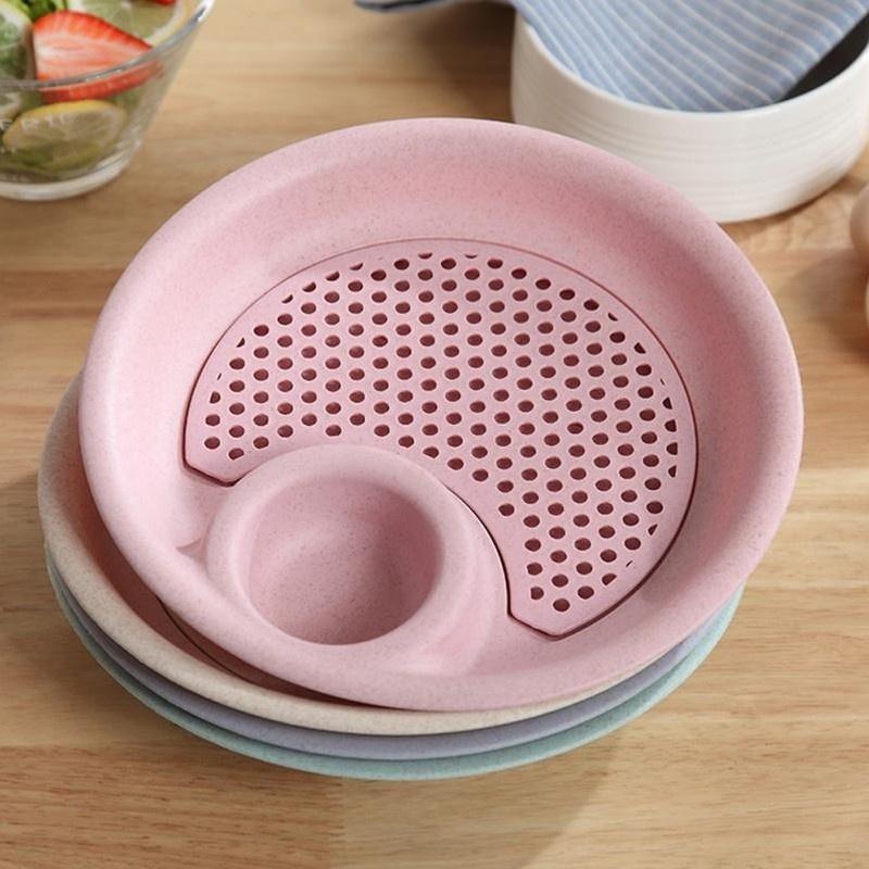 Кухонный двухслойный диск из пшеничной соломы с мини-блюдом для специй, ваза с фруктами, блюдо для пельменей, посуда