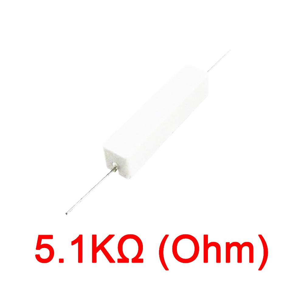 10PCS Wirewound Ceramic Cement Power Resistor Fixed Horizontal 20W Watt 0.1ohm - 100Kohm Vertical Axial Lead Resistance 5% 0.1/0.22/0.47/100/1K R Ohm