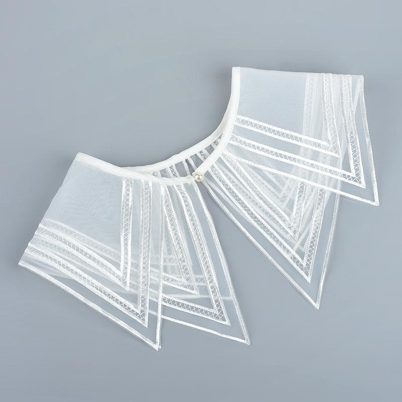 Women Fake Collar Shawl Detachable Blouse Decoration Lace Romantic Flower Embroidery Multi-Layer False Collar Shirt Collar