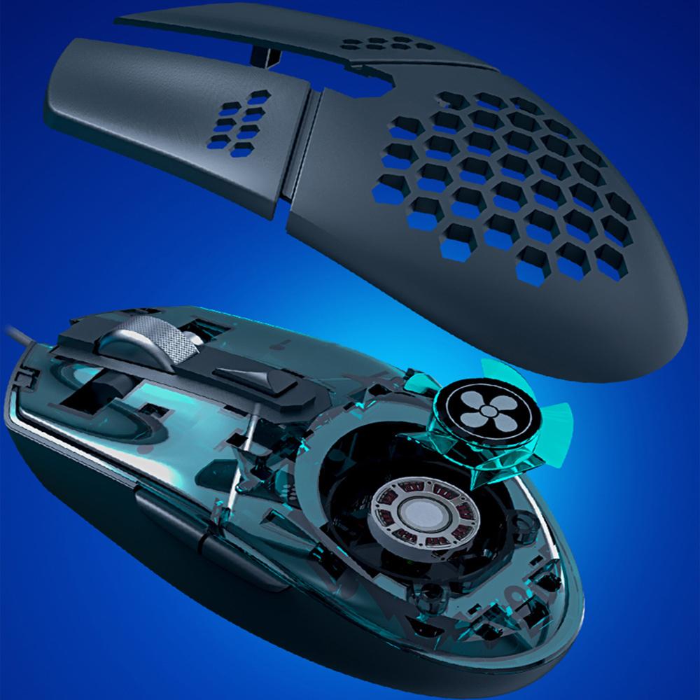 Rgb Usb Wired Gaming Mouse With Cooling Fan 3200 Dpi Honeycomb Hollow Sweatproof Wired Pink Gamer Mice For Laptop Pc