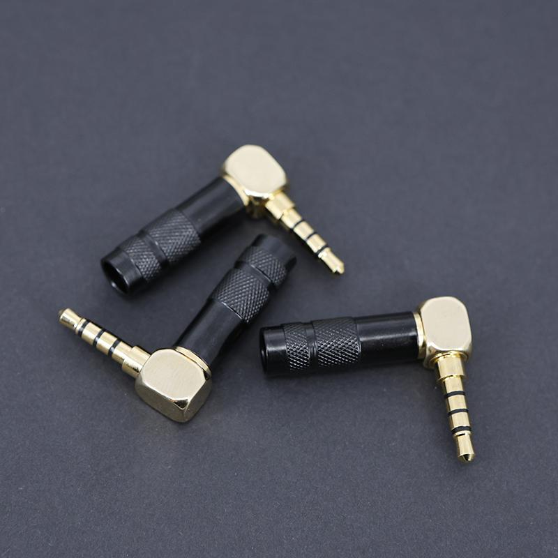 4 Poles Jack 3.5mm 90 Degree Right Angle 1/8" Earphone Plug 3.5 Audio black Adapter Gold Solder 3.5mm Headphone Wire Connector