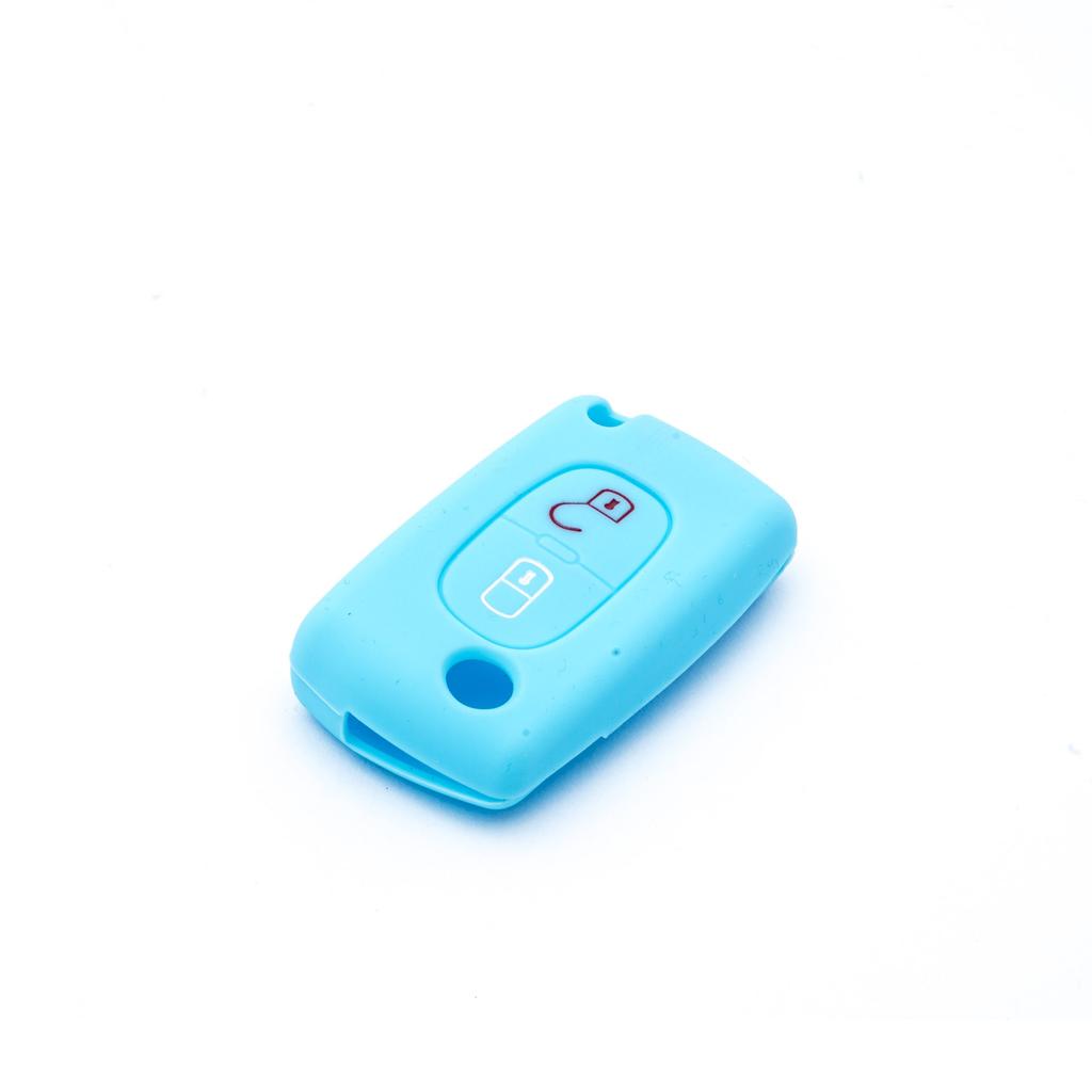 Light Blue Silicone Key Cover Case for Citroen Peugeot