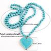 Heart Shape Pendant Turquoise Beaded Necklace 8 mm Beads Boho Necklace  Women Gift