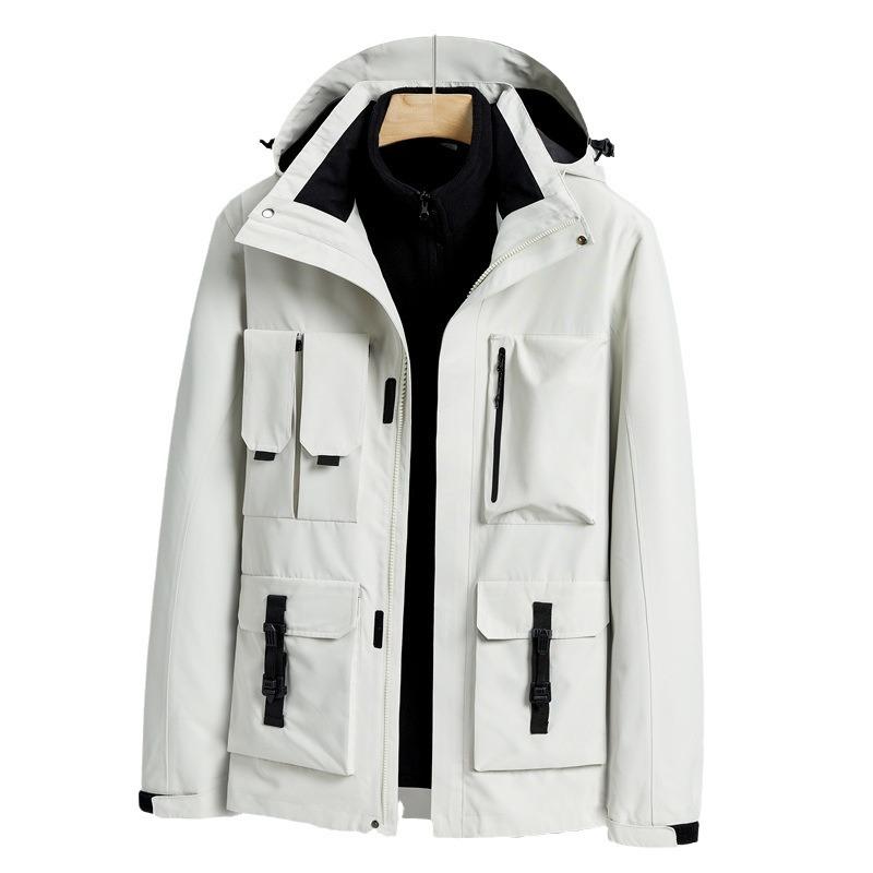 Outdoor Mountaineering Jacket Sports Autumn and Winter Men's and Women's Jacket Three-in-one Detachable Two-piece Set Plus Velvet and Thickening
