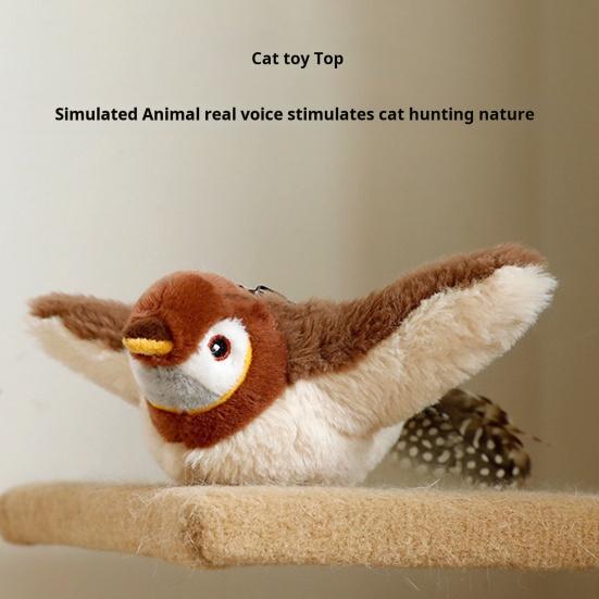 Игрушка для кошек «хлопающая птица» Интерактивная щебечущая хлопающая крыльями плюшевая птица с кошачьей мятой, перезаряжаемая через USB, активируемая с помощью прикосновения, имитация игрушки для кошек «птица»