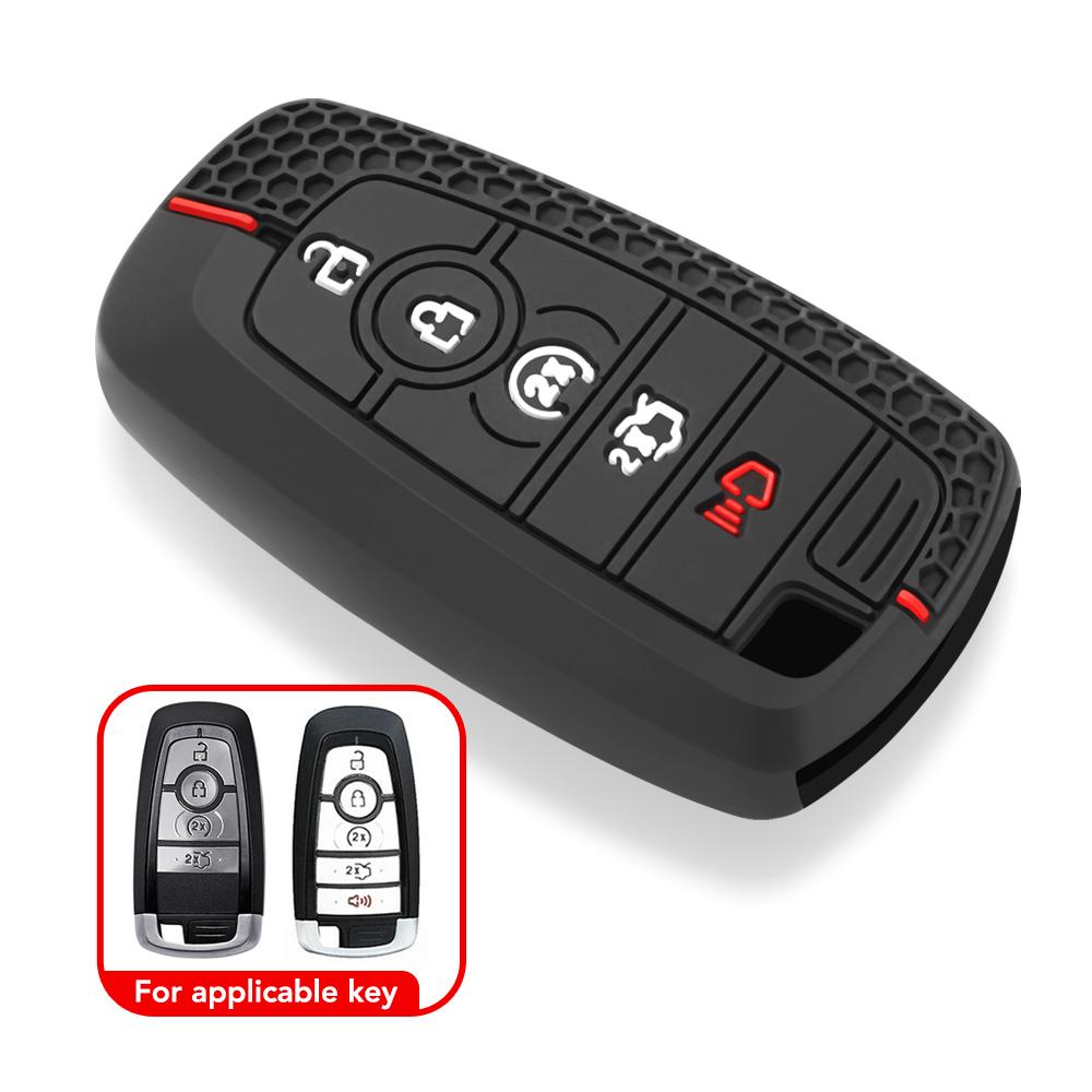 Чехол для автомобильного брелока с цепочкой, защитный чехол с 4 кнопками, силиконовый для Ford F250 Fusion Escape Ranger Explorer Maverick Explorer 2018 2020