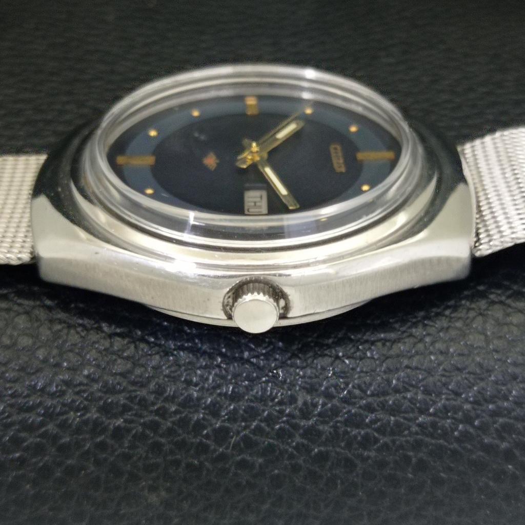 ЯПОНИЯ ВИНТАЖНЫЕ ЧАСЫ CITIZEN АВТОМАТИЧЕСКИЕ 8200 МУЖСКИЕ ЧАСЫ С ЧЕРНЫМ ЦИФЕРБЛАТОМ a702758-1 R210-a702758