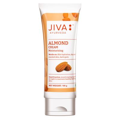 Миндальный крем Jiva 100 г | 100% аюрведическая формула, без парабенов и силикона | Помогает при сухой коже, темных пятнах, морщинах и пигментации | Защищает