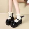 Fashion Thick Bottom Mary Jane Leather Shoes Women 2025 Autumn New Design Punk Lolita Shoes Women Fashion Versatile Loafers Casual Black