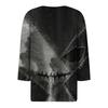 Women's Fashion Button-Up V-Neck Three-Quarter Sleeve Halloween Print Top