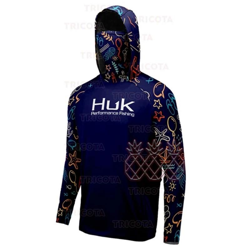 Mens Quick-Dry UV Protection Hooded Fishing Long Sleeve Shirt Outdoor Summer Sports Cycling Apparel