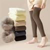 1 пара зимних женских толстых гольф до колена, ветрозащитные, с плюшевой подкладкой, термоэластичные, для улицы, уютные леггинсы, теплые гетры