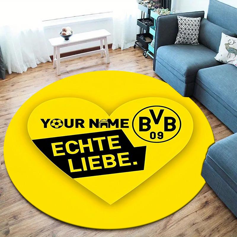 Bvb Fan Gear Custom Name Round Area Rug Carpet Rug For Living Room Bedroom Sofa Playroom Decor Nonslip Floor Mat