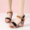 35-42 Large Size Ethnic Style Thick Bottom Women's Shoes Versatile Exposed Toe Waterproof Platform Slope with Roman Shoes
