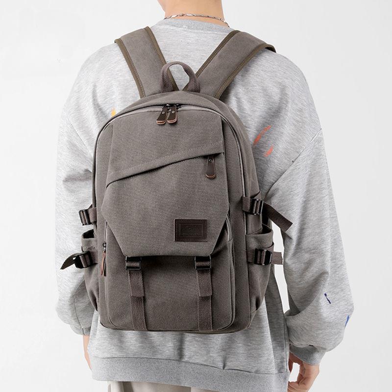 Retro Men's Canvas Backpack Student School Bag Trend Casual Large-capacity Travel Bag Backpack