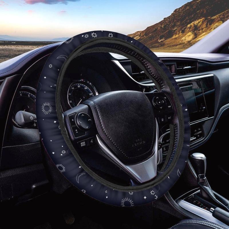 Steering Wheel Cover Polyester Car Grips Cartoon Starry Sky Fashion Car Interior Accessories Design