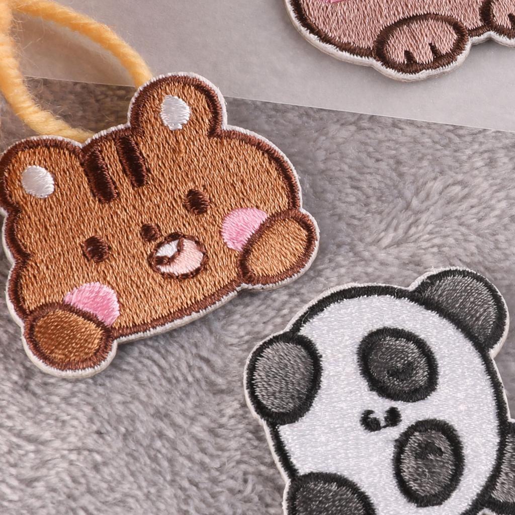 Embroidery Label Bear Head Cartoon Animal Cloth Label Children's Clothing Accessories Patch Clothing Accessories Handbook Self-adhesive Cloth Sticker