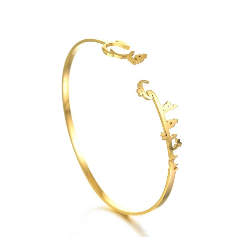 Пользовательские арабские браслеты с двойными именами, браслет из нержавеющей стали, регулируемые браслеты, персонализированные ювелирные изделия для женщин, детские размеры