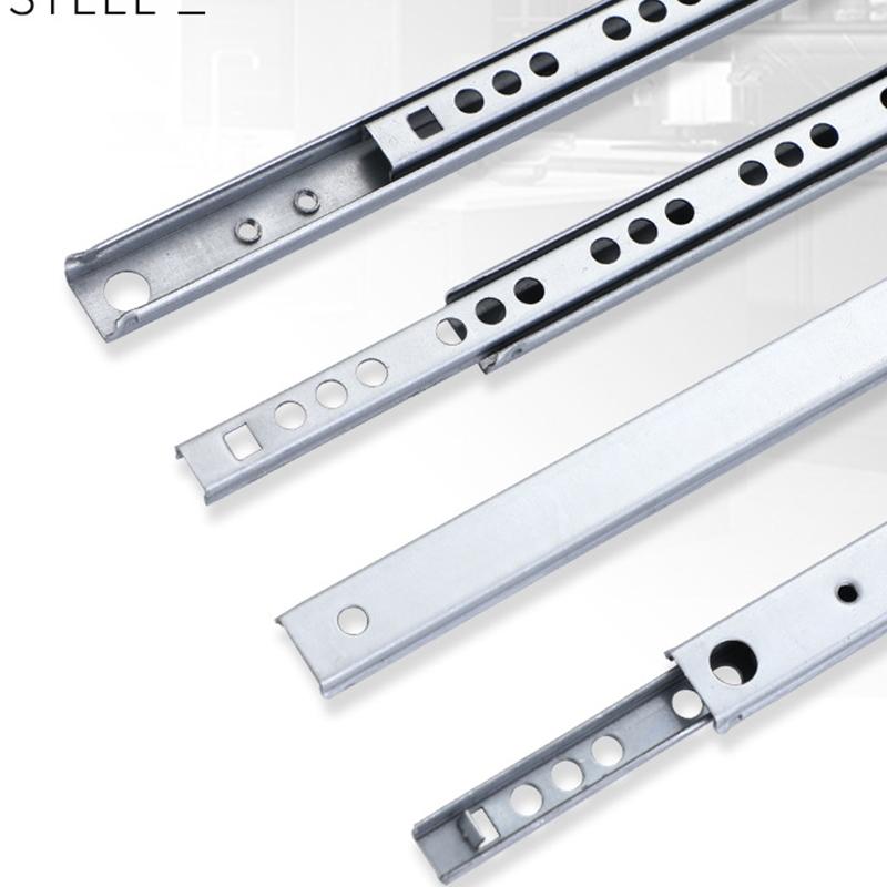 2Set Smooth Glide Bearing Drawer Slides 17Mm Wide Two Way Slide Drawer Glides 8"-17" Hardware Accessories Drawer Rail