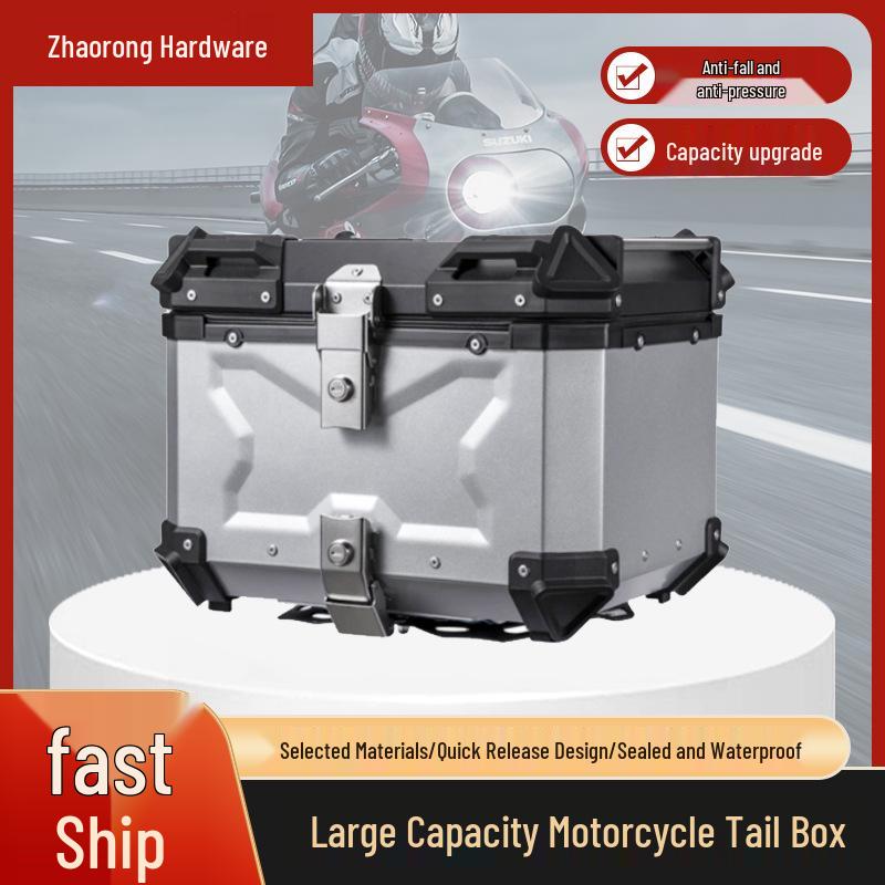 45L Multi-Capacity Aluminum Motorcycle Tail Box - Quick Release, Multiple Colors