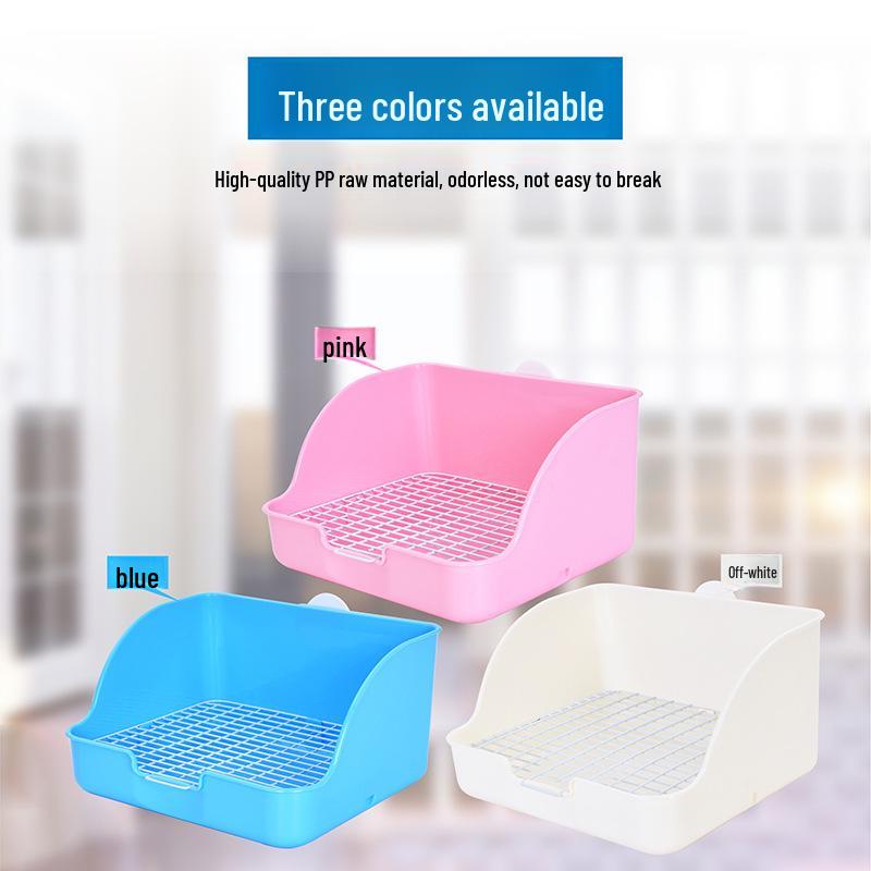 Туалет для кроликов среднего размера с проволочной сеткой и четырьмя углами, подходит для морских свинок и грызунов