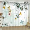Custom New Chinese Curtain Fabric Home Luxury Peach Blossom Pattern Curtain Bedroom Living Room Chess Room Window Curtain 2PCS