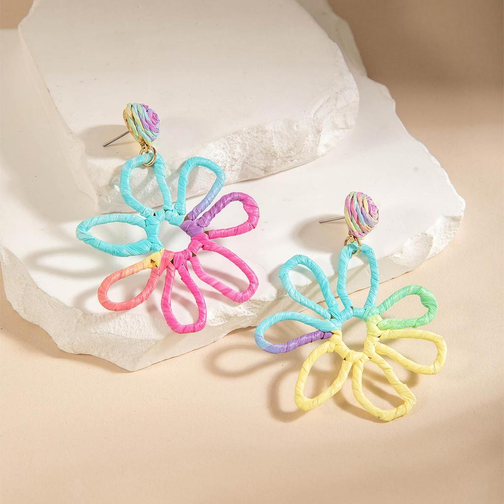 Серьги-подвески из свежей, нежной, красочной травы Лафита в виде плетеного цветка в стиле морского отпуска, универсальные, персонализированные серьги, ювелирные изделия