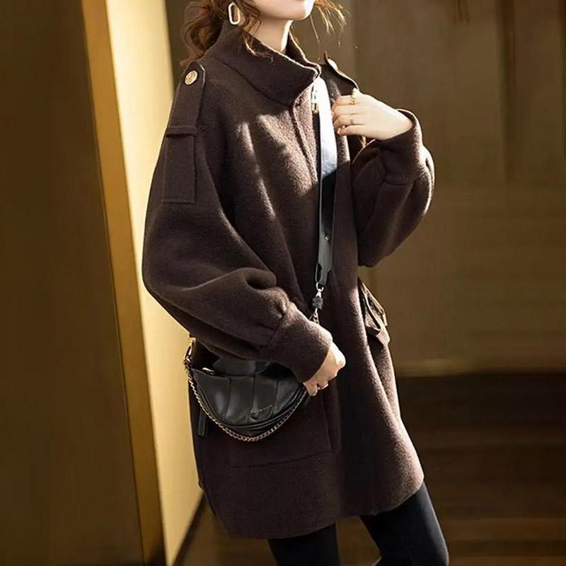 Coat for Women Autumn Winter Thickened Casual Oversize Drawstring Stand Collar Loose Fit Jacket