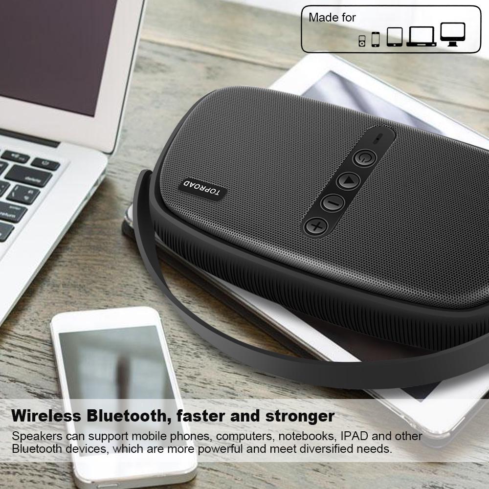 TOPROAD Портативный Bluetooth-динамик 12 Вт, беспроводной 3D-стереозвук, поддержка басов, FM-радио, AUX USB