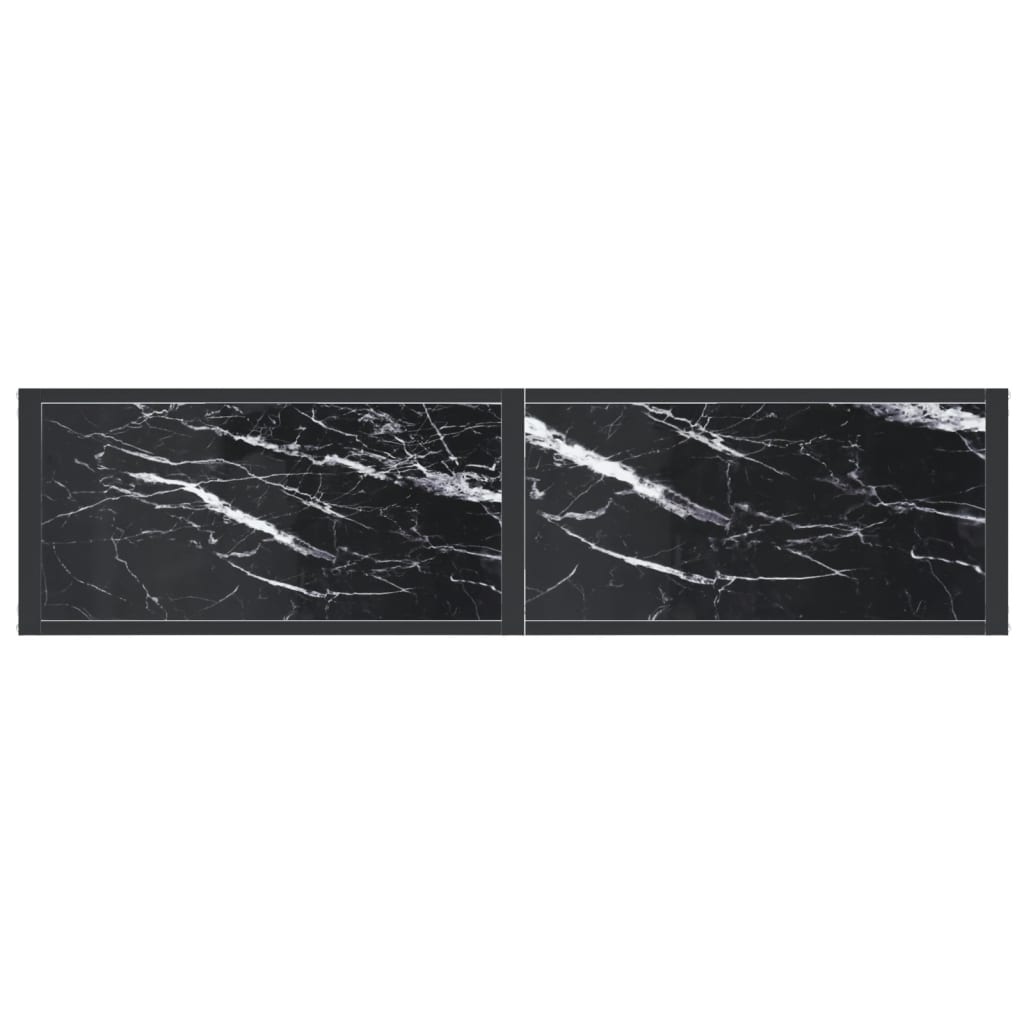 Console Table Black Marble Effect 140x35x75.5 cm Tempered Glass
