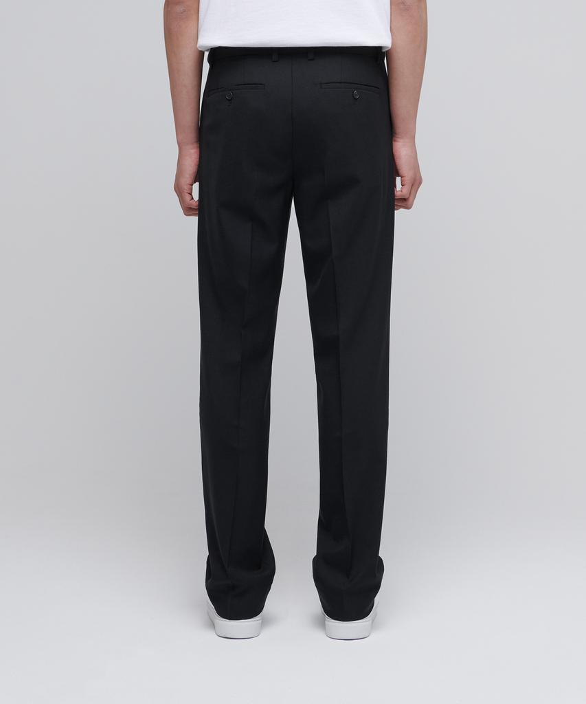 MUSINSA STANDARD Wool Semi-Wide Hidden Elastic Waist Slacks [Black]
