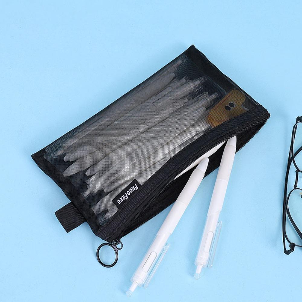 Прозрачный сетчатый пенал большой емкости пенал портативный пенал для ручек удостоверение личности