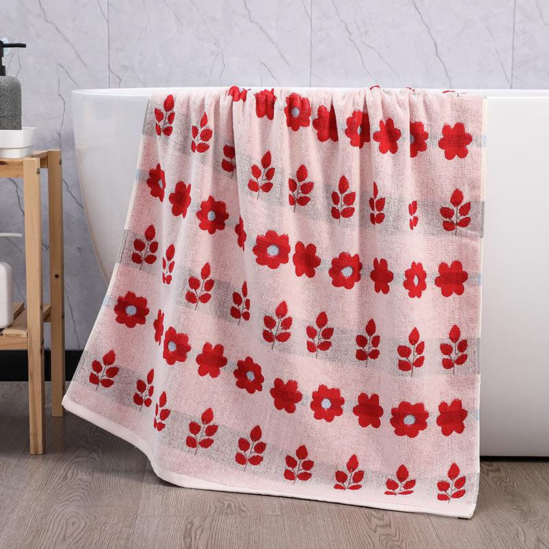 Luxury Yarn-Dyed Jacquard Cotton Bath Towel - Soft, Absorbent, Thick, and Large