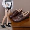 Velvet Doudou Shoes Women's New Winter Cotton Soft Leather Flat-soled Cotton Shoes Medium and Old Non-slip Warm Shoes